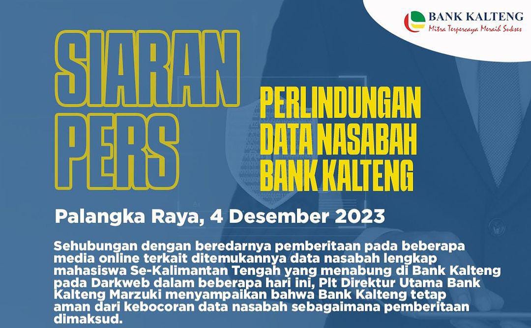 Bank Kalteng, Tidak Ada Kebocoran Data Nasabah