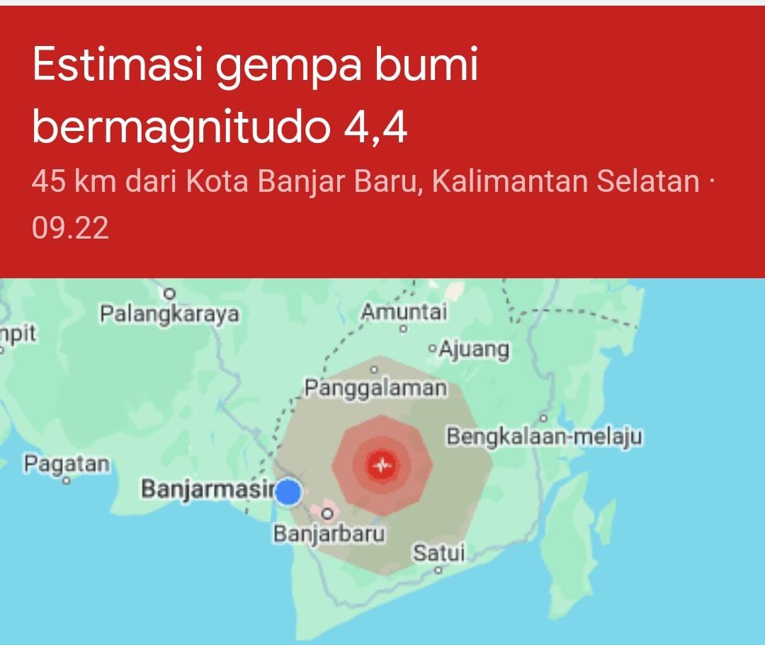 Breaking News! Gempa Getarkan Kota Palangka Raya