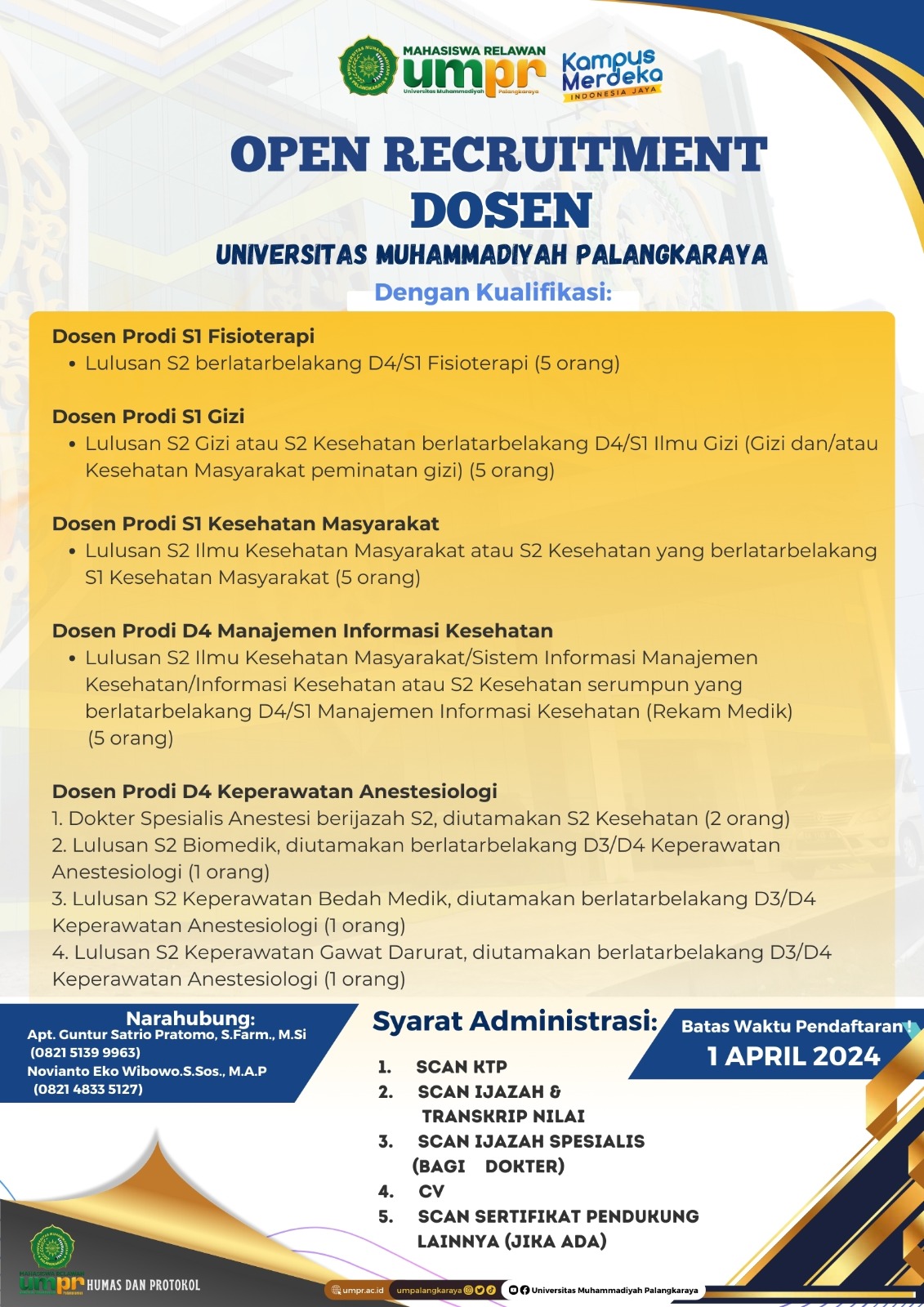 Open Recruitment Dosen UMPR, Simak Apa Saja Yang Dibutuhkan