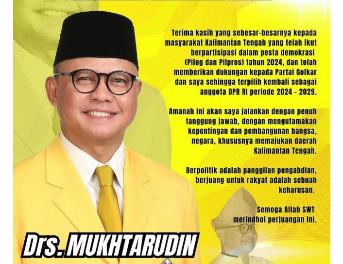 Sukses Meraih Dukungan Masyarakat di Pileg 2024, Mukhtarudin Kembali ke Senayan