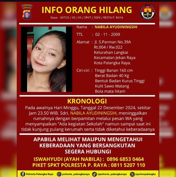 Info Orang Hilang: Nabila Ayudiningsih