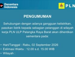 Dua Kali Padam Sehari! Warga Palangka Raya Barat Diminta Waspada Siang dan Malam Ini