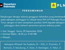 Waspada! Tiga Wilayah di Palangka Raya Ini Bakal Gelap Gulita Hari Ini, Sampai Jam Berapa?