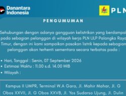 Siang Ini Puluhan Wilayah di Palangka Raya Bakal Padam Bersamaan, Cek Kamu Kena Dampaknya?