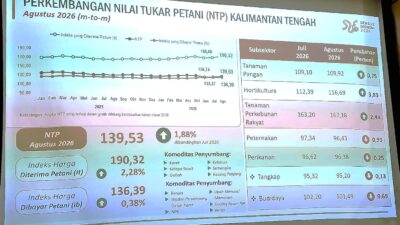 NTP Kalteng Naik 1,88 Persen pada Agustus 2026